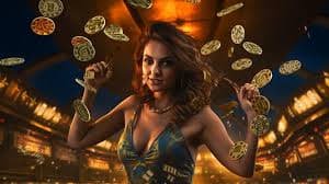 Live dealer at baccarat table with chip stacks and card shoe